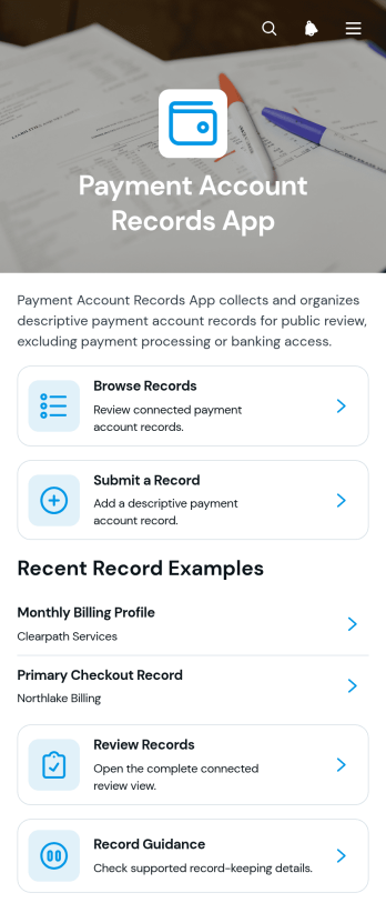 Payment Account Records App Template