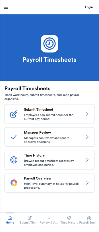 Payroll Timesheets App Template