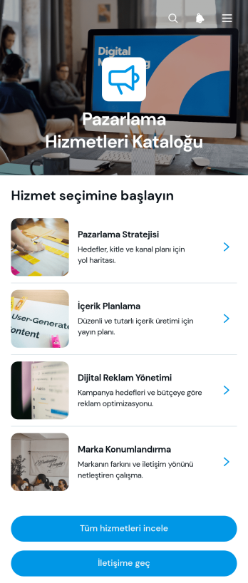 Pazarlama Hizmetleri Kataloğu Uygulama Șablonu