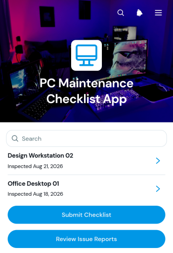 PC Maintenance Checklist App Template