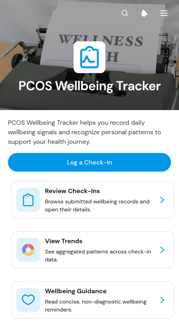 PCOS Wellbeing Tracker App Template