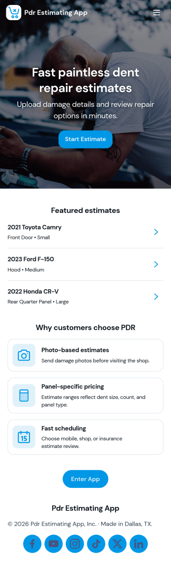 PDR Estimating App Template