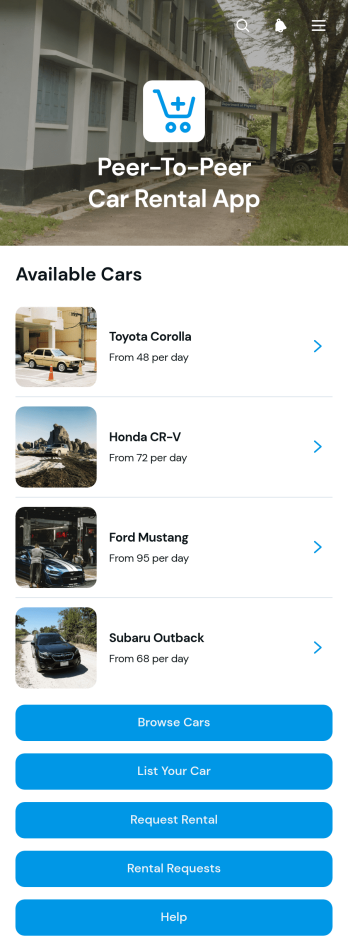 Peer-to-Peer Car Rental App Template