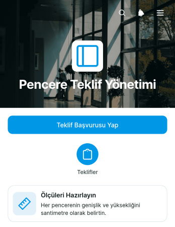 Pencere Teklifi Yönetim Uygulama Șablonu