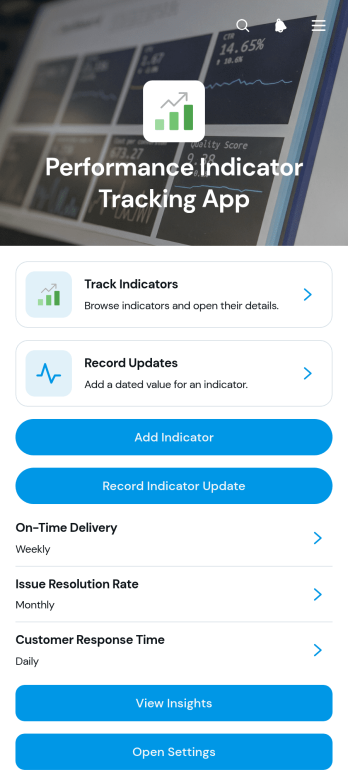 Performance Indicator Tracking App Template