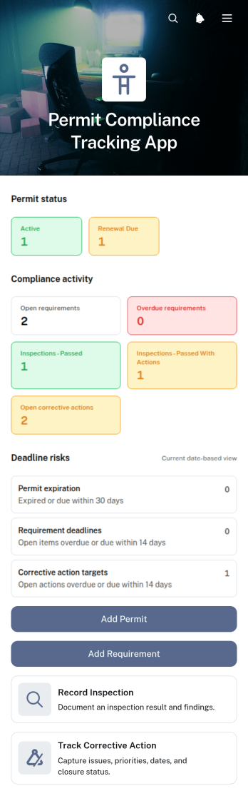 Permit Compliance Tracking App Template