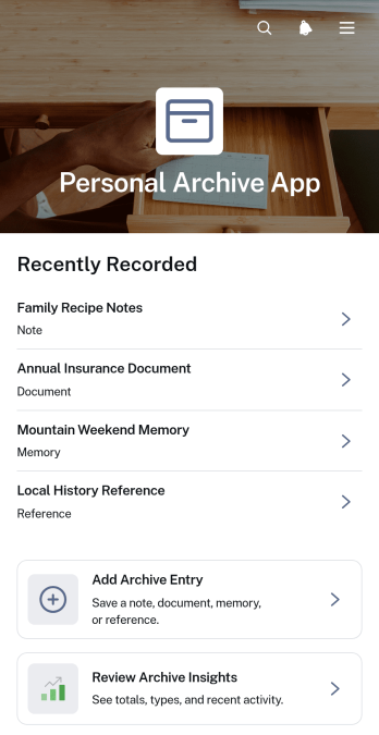 Personal Archive App Template