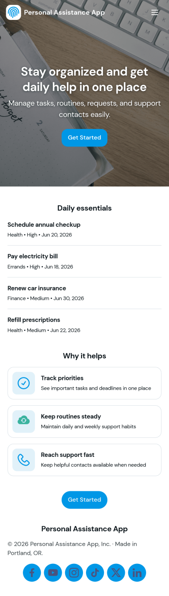 Personal Assistance App Template