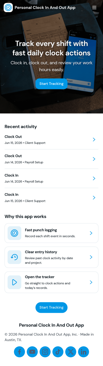 Personal Clock In and Out App Template