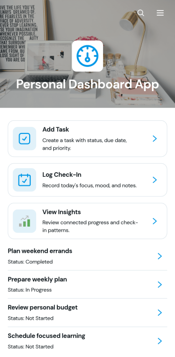 Personal Dashboard App Template