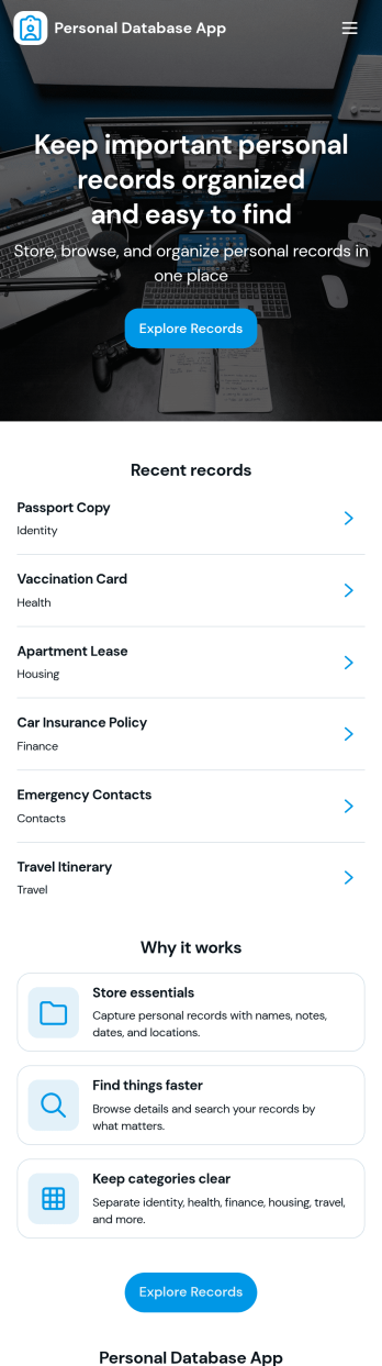 Personal Database App Template