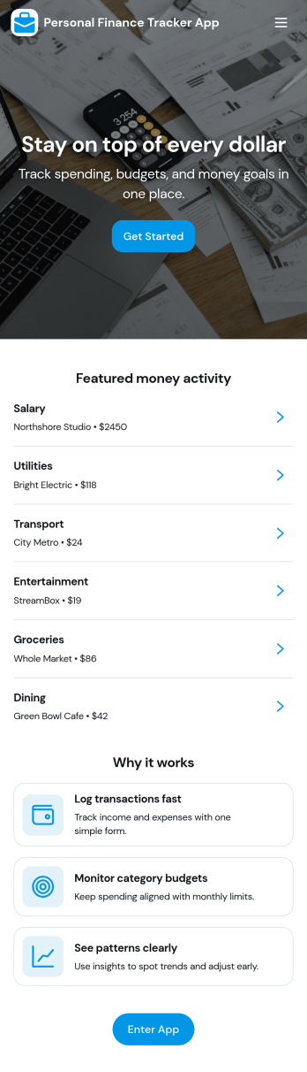 Personal Finance Tracker App Template
