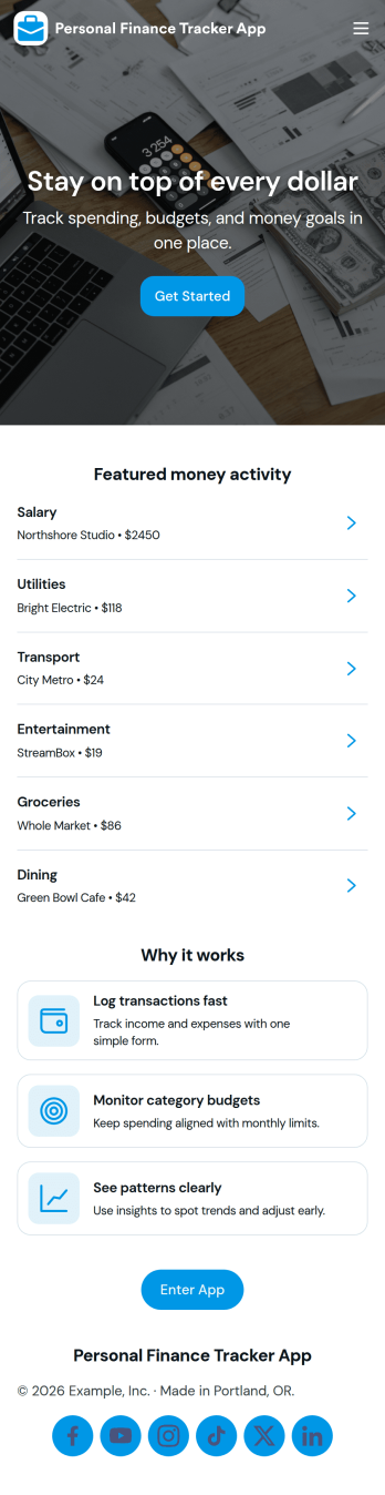Personal Finance Tracker App Template