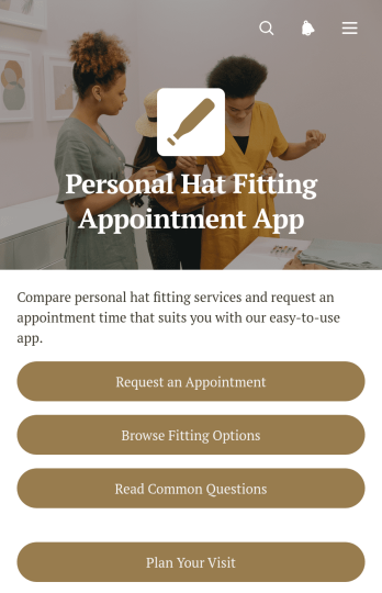 Personal Hat Fitting Appointment App Template