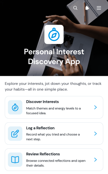 Personal Interest Discovery App Template