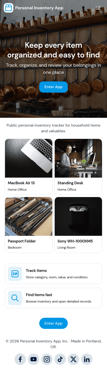 Personal Inventory App Template