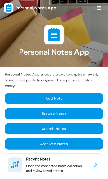 Personal Notes App Template