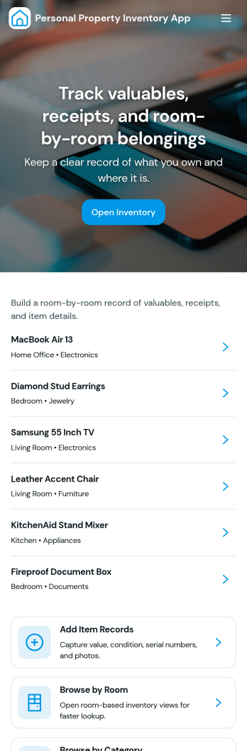 Personal Property Inventory App Template