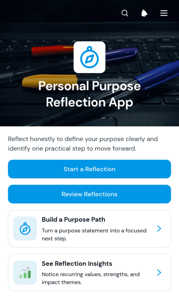 Personal Purpose Reflection App Template