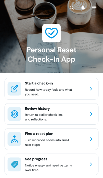 Personal Reset Check-In App Template