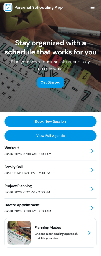 Personal Scheduling App Template
