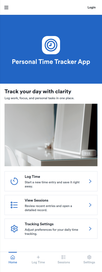Personal Time Tracker App Template
