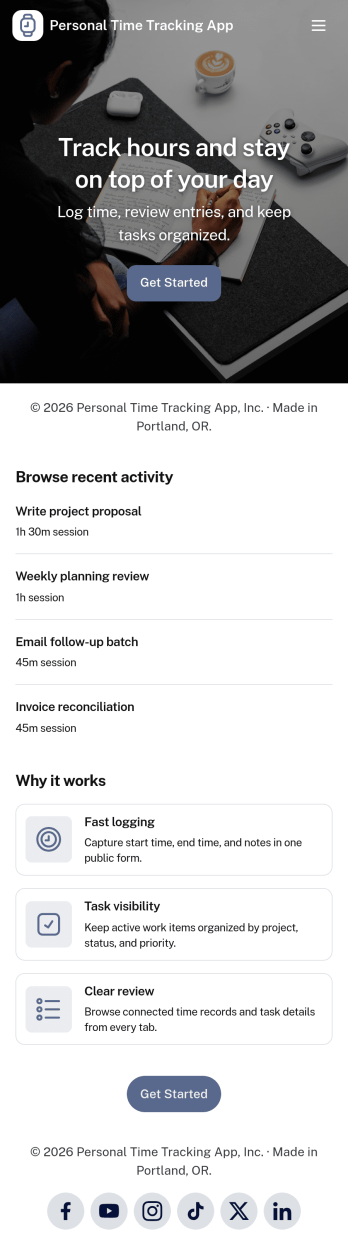 Personal Time Tracking App Template