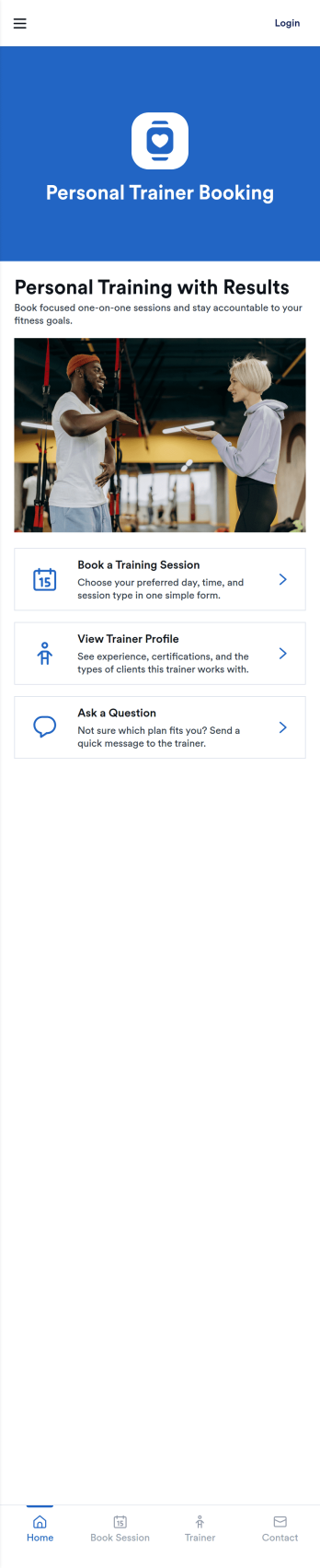 Personal Trainer Booking App Template