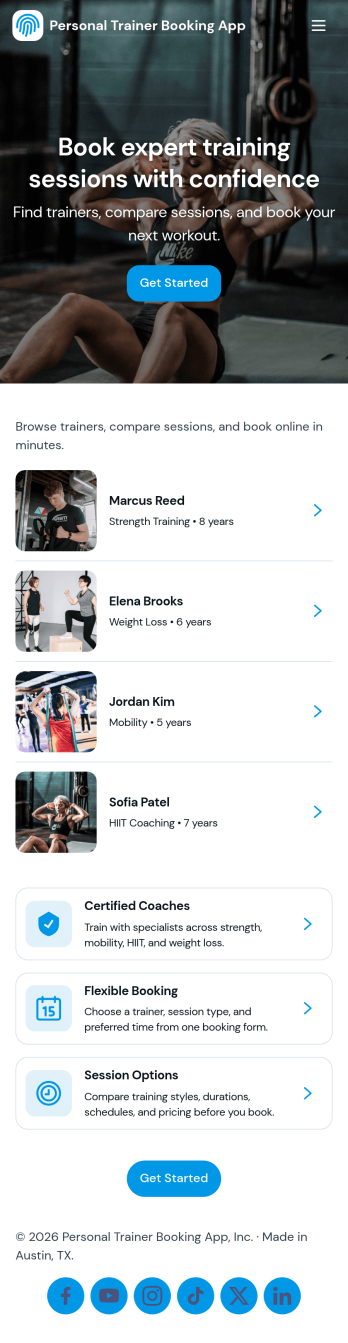Personal Trainer Booking App Template