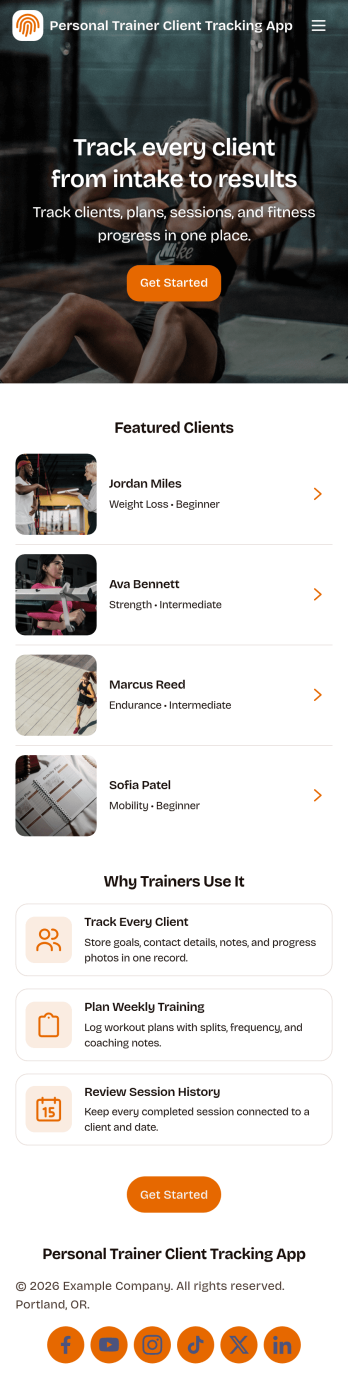 Personal Trainer Client Tracking App Template