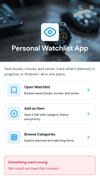 Personal Watchlist App Template