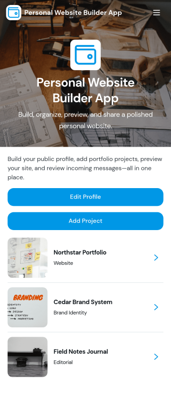 Personal Website Builder App Template