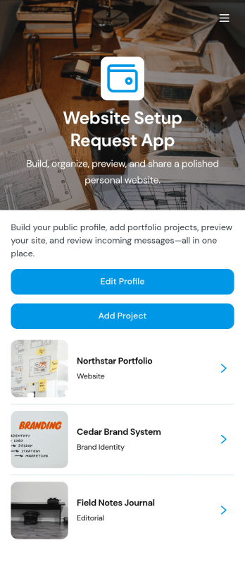Website Setup Request App Template