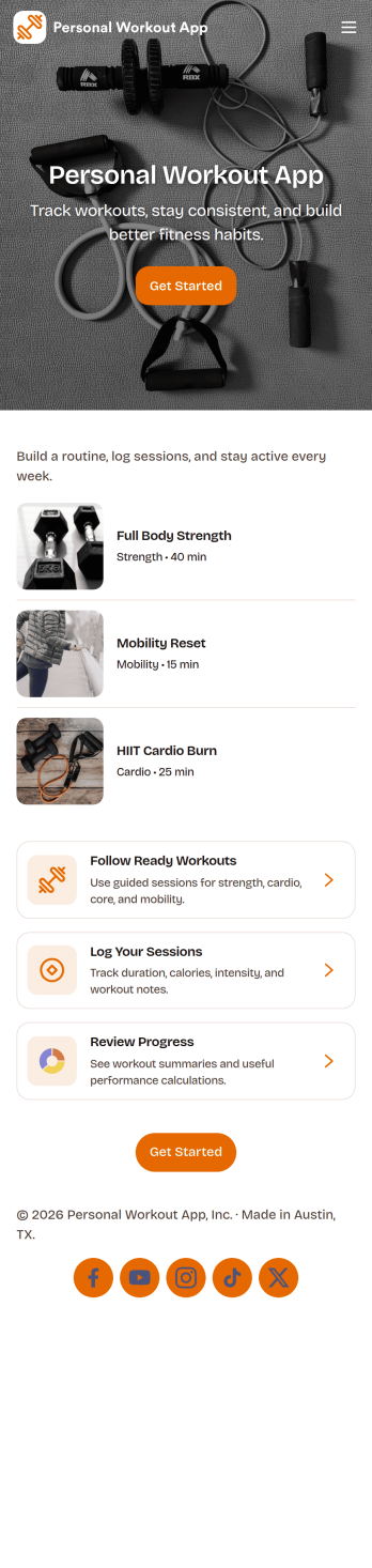 Personal Workout App Template