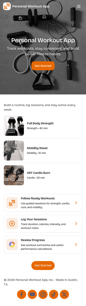 Personal Workout App Template