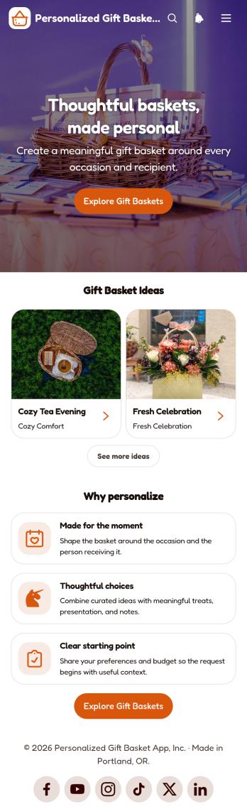 Personalized Gift Basket App Template