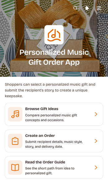 Personalized Music Gift Order App Template