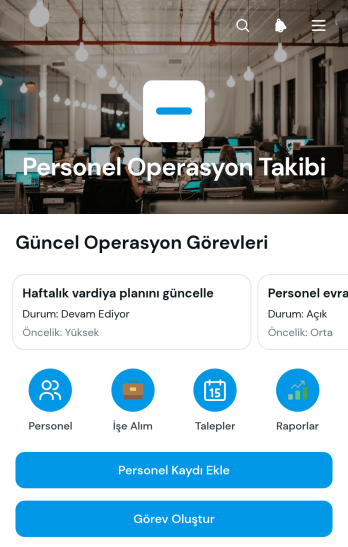Personel Operasyonları Takip Uygulama Șablonu