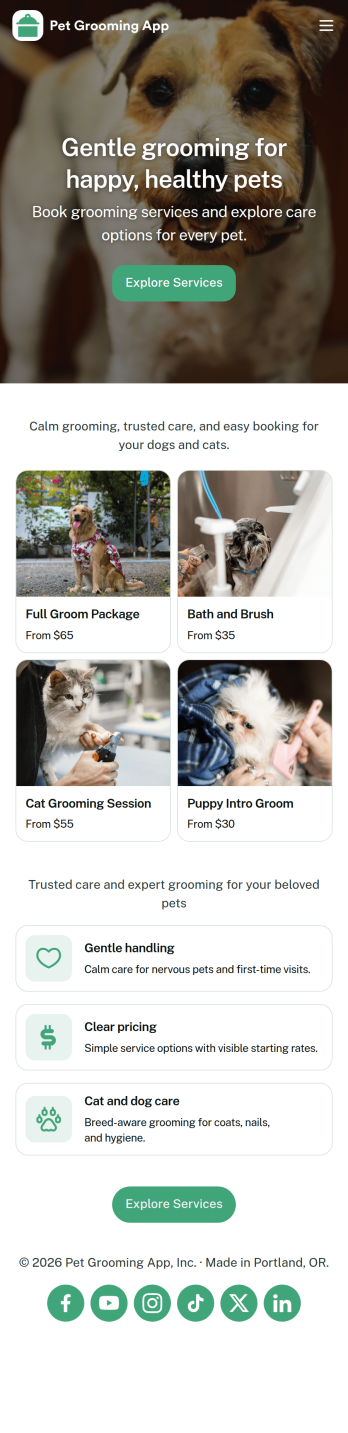 Pet Grooming App Template