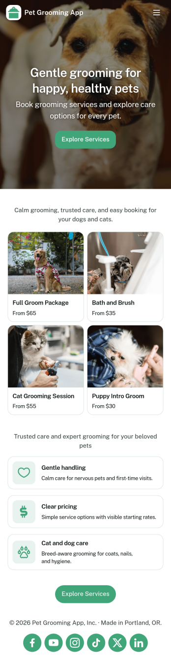 Pet Grooming App Template