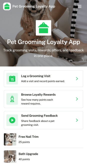 Pet Grooming Loyalty App Template