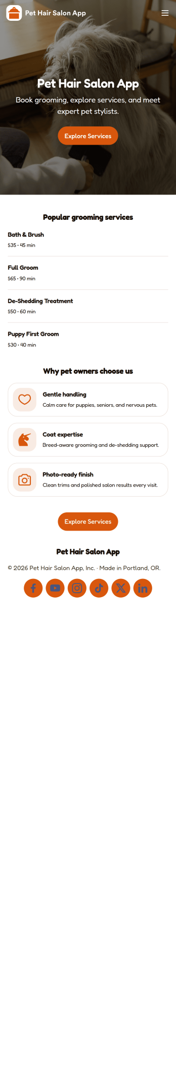 Pet Hair Salon App Template
