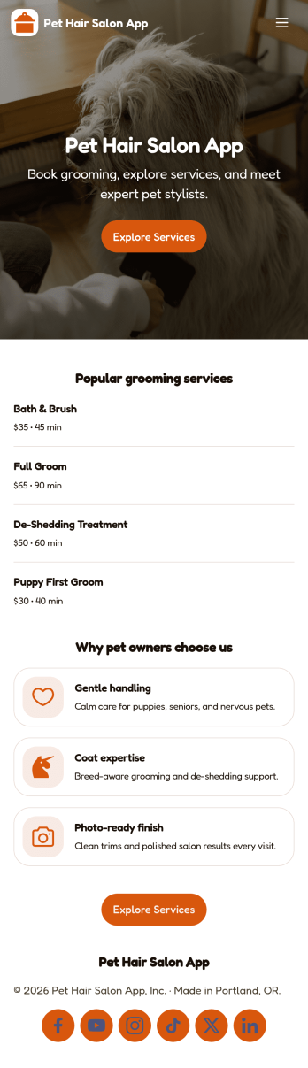 Pet Hair Salon App Template