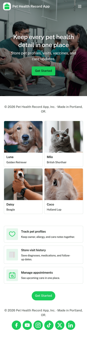 Pet Health Record App Template