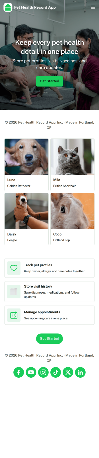 Pet Health Record App Template