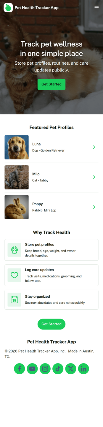 Pet Health Tracker App Template