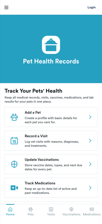 Pet Medical Records App Template