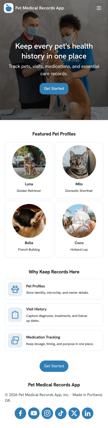 Pet Medical Records App Template