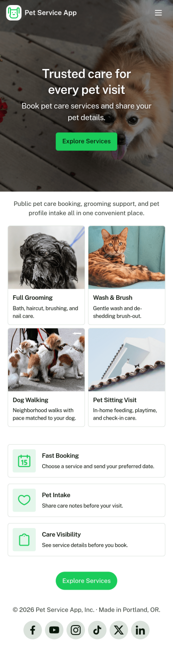 Pet Service App Template