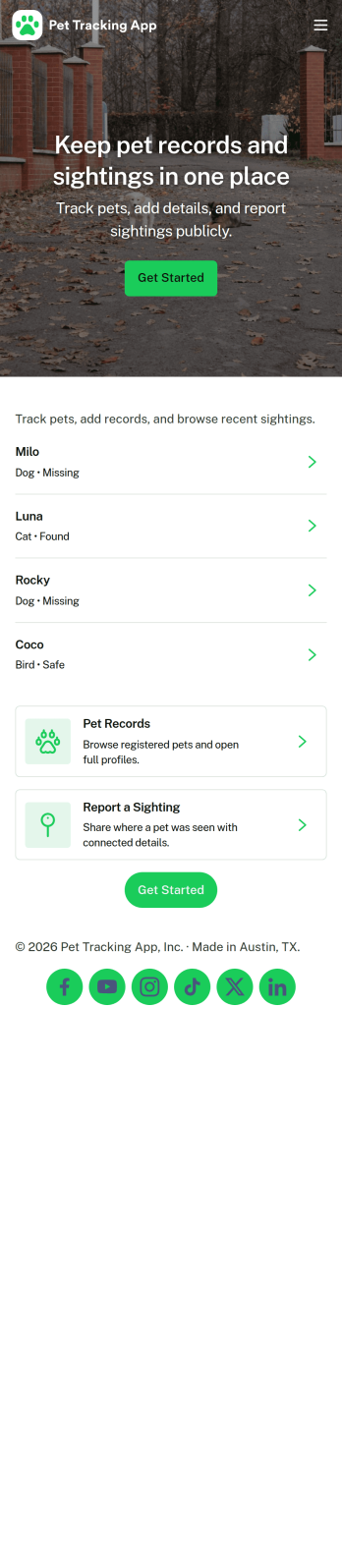 Pet Tracking App Template